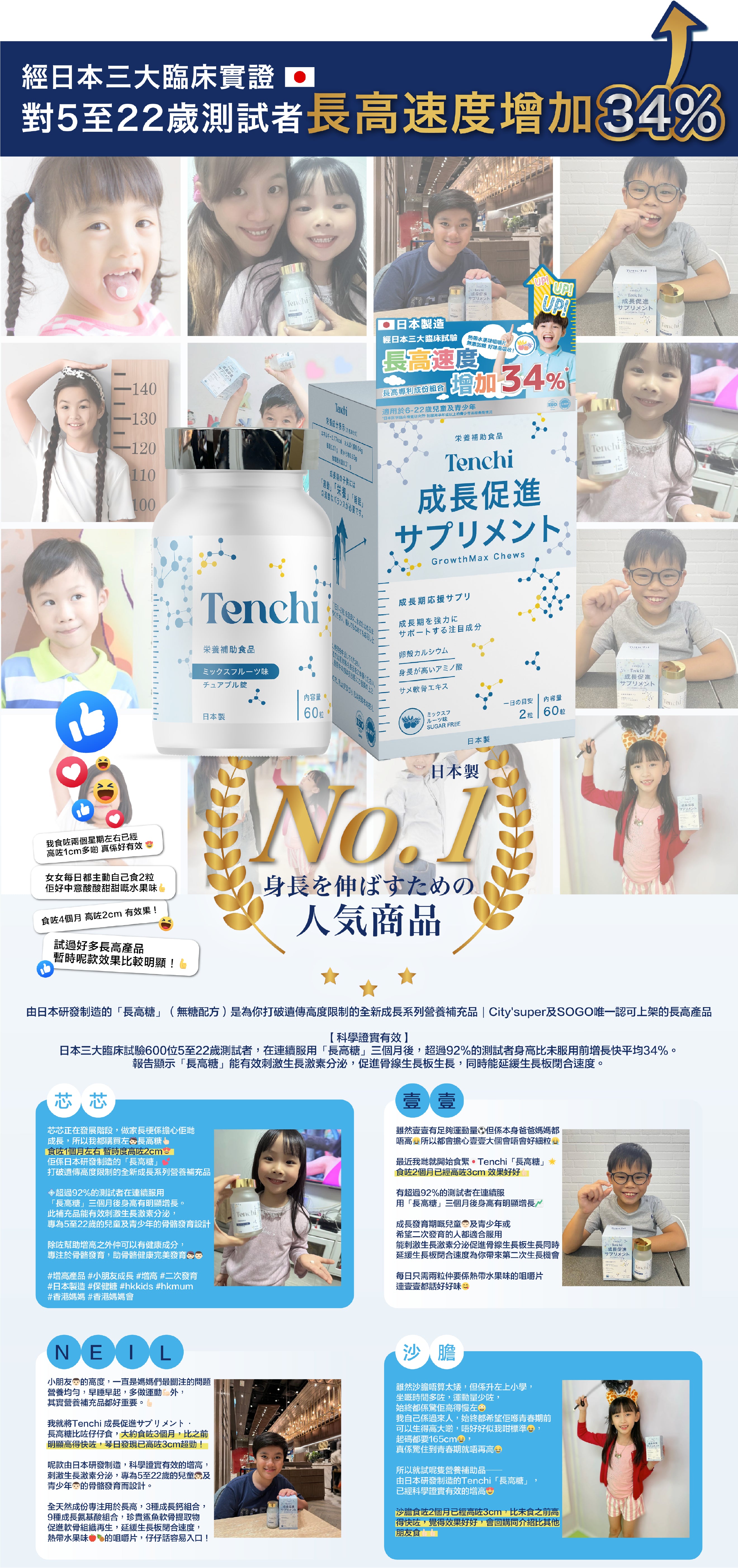 Tenchi 長高糖用戶好評